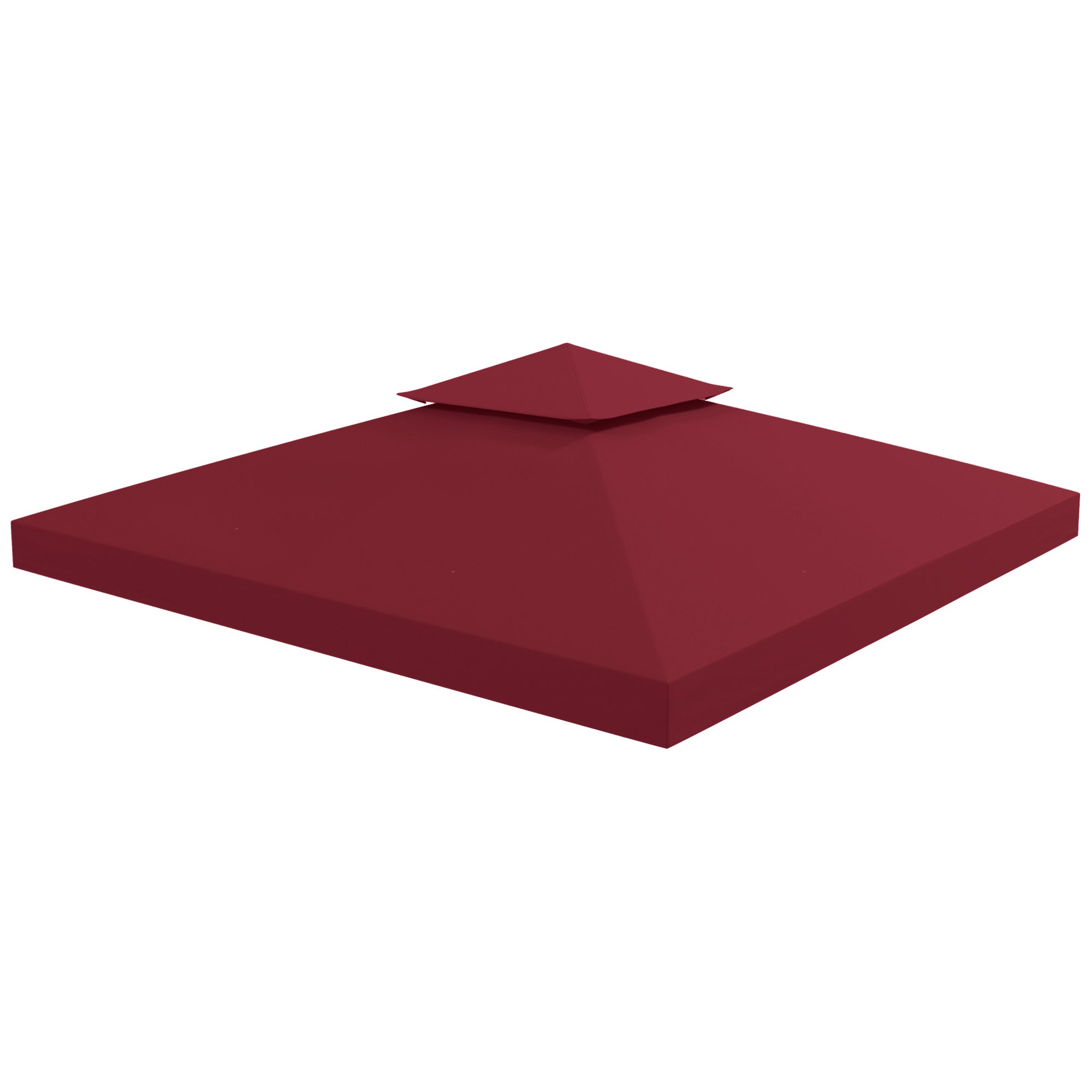 Outsunny 9.84' x 9.84' Square 2-Tier Gazebo Canopy Replacement Top Cover Outdoor Garden Sun Shade, Wine Red