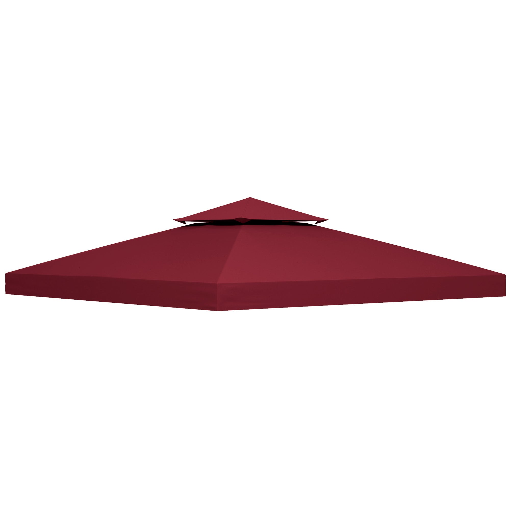 Outsunny 9.84' x 9.84' Square 2-Tier Gazebo Canopy Replacement Top Cover Outdoor Garden Sun Shade, Wine Red
