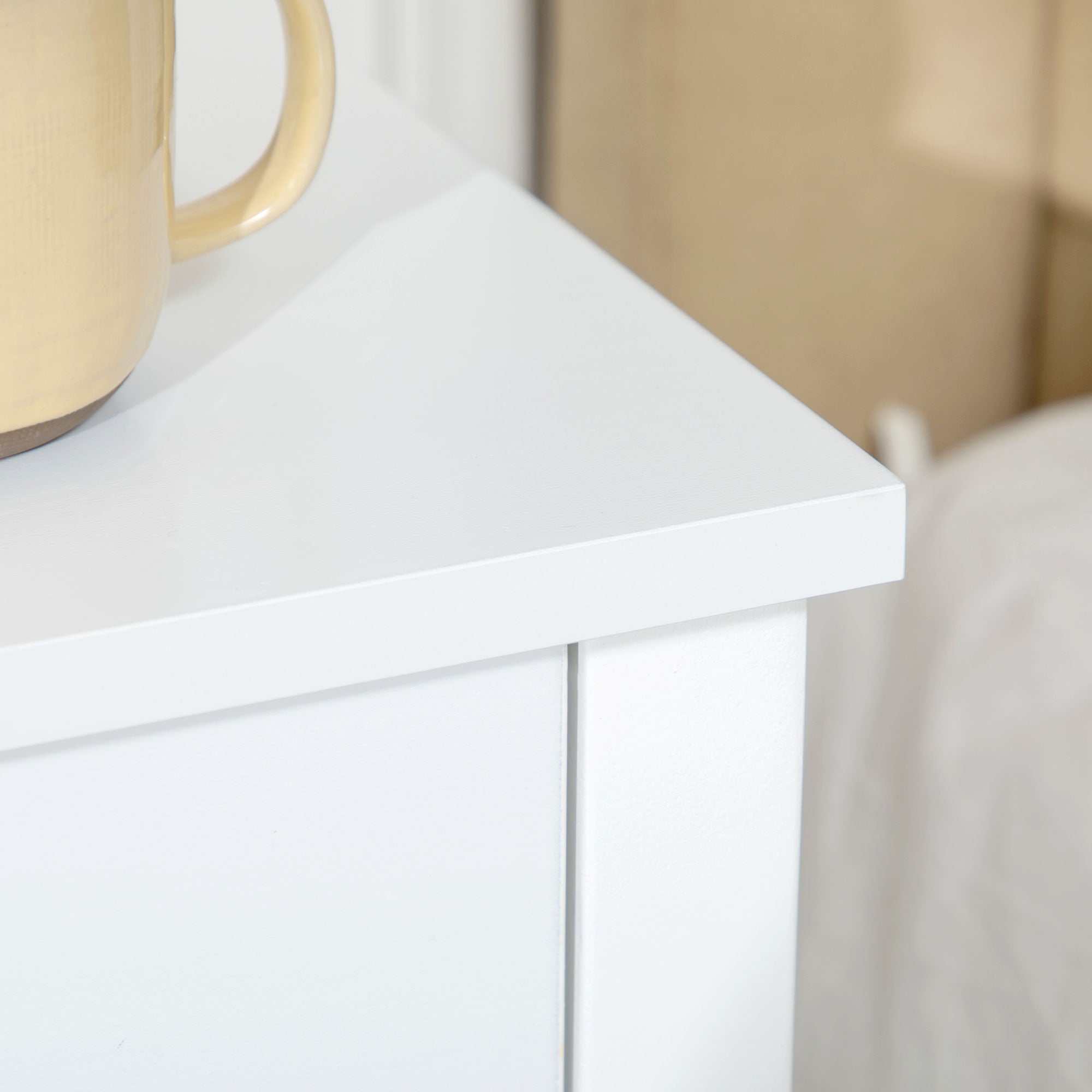 HOMCOM Side Table Set of 2, End Tables with Drawer and Bottom Shelf, 2-tier Nightstand for Bedroom, Living Room, White