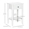 HOMCOM Side Table Set of 2, End Tables with Drawer and Bottom Shelf, 2-tier Nightstand for Bedroom, Living Room, White
