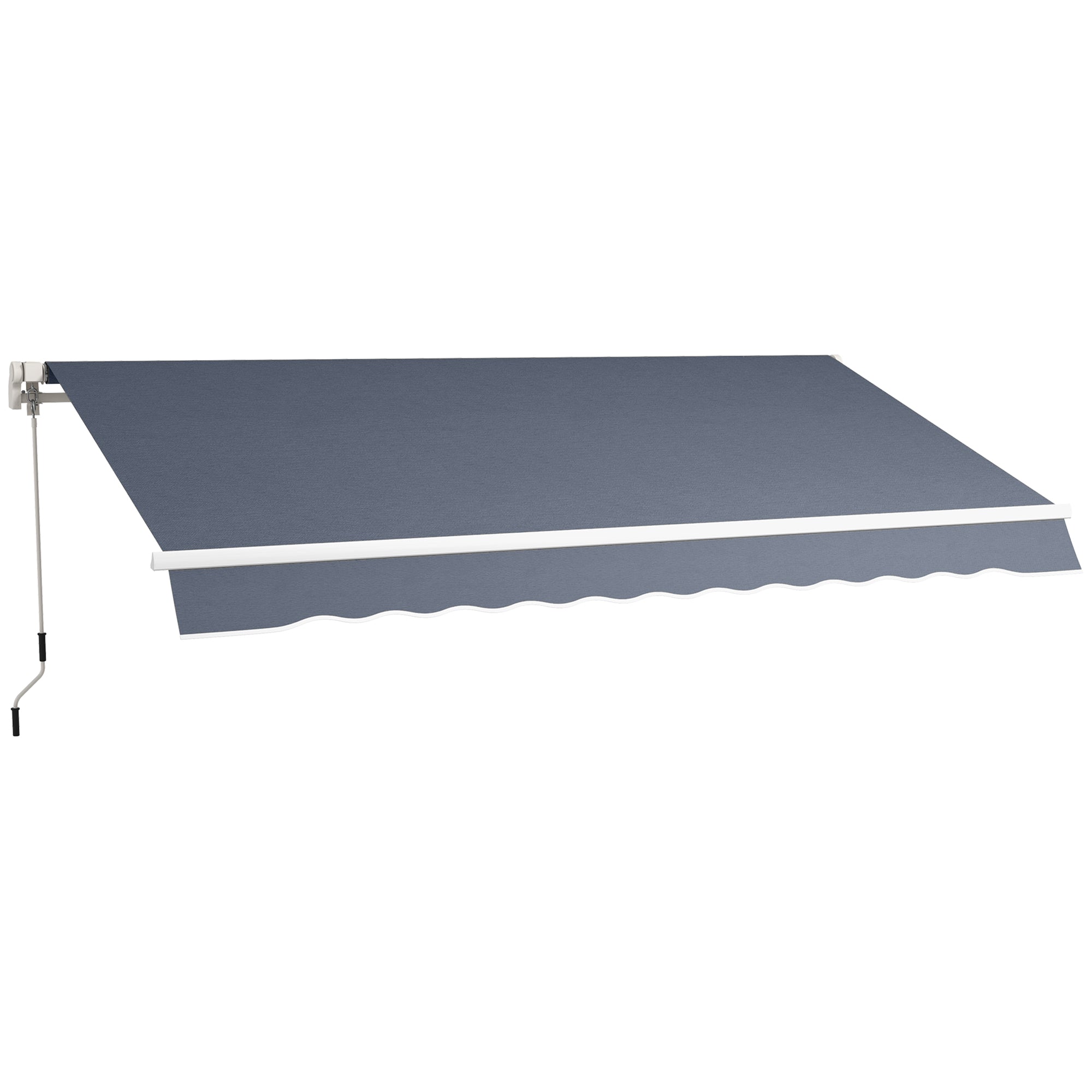 Outsunny 12' x 8' Retractable Awning Patio Awnings Sun Shade Shelter with Manual Crank Handle, UV & Water-Resistant Fabric and Aluminum Frame for Deck Balcony Yard, Dark Grey