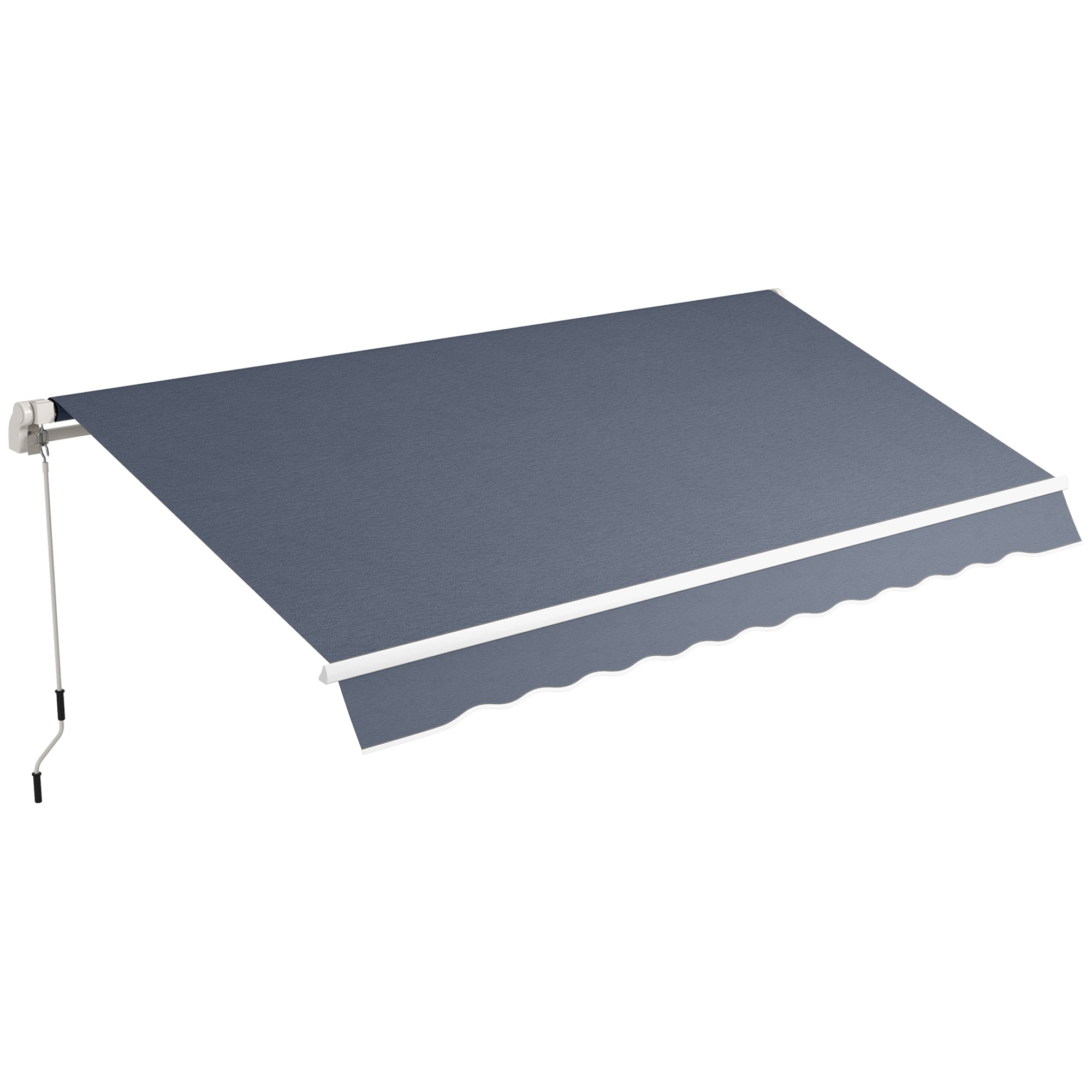 Outsunny 12' x 8' Retractable Awning Patio Awnings Sun Shade Shelter with Manual Crank Handle, UV & Water-Resistant Fabric and Aluminum Frame for Deck Balcony Yard, Dark Grey