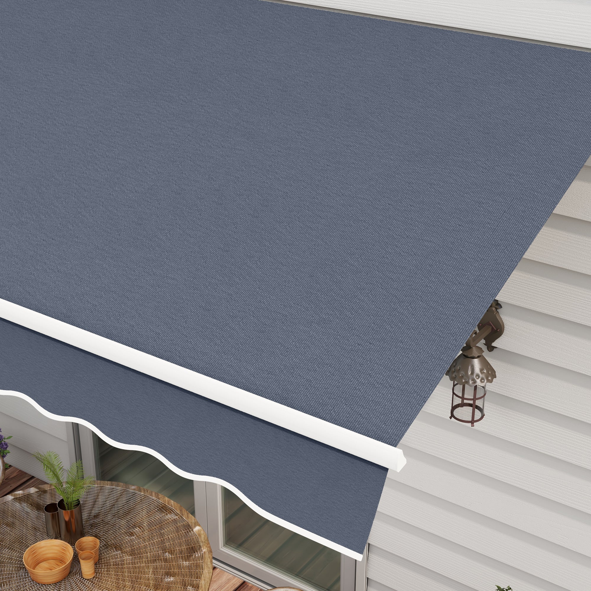 Outsunny 12' x 8' Retractable Awning Patio Awnings Sun Shade Shelter with Manual Crank Handle, UV & Water-Resistant Fabric and Aluminum Frame for Deck Balcony Yard, Dark Grey