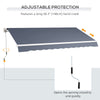 Outsunny 12' x 8' Retractable Awning Patio Awnings Sun Shade Shelter with Manual Crank Handle, UV & Water-Resistant Fabric and Aluminum Frame for Deck Balcony Yard, Dark Grey
