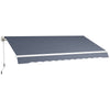 Outsunny 12' x 8' Retractable Awning Patio Awnings Sun Shade Shelter with Manual Crank Handle, UV & Water-Resistant Fabric and Aluminum Frame for Deck Balcony Yard, Dark Grey