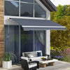 Outsunny 12' x 8' Retractable Awning Patio Awnings Sun Shade Shelter with Manual Crank Handle, UV & Water-Resistant Fabric and Aluminum Frame for Deck Balcony Yard, Dark Grey