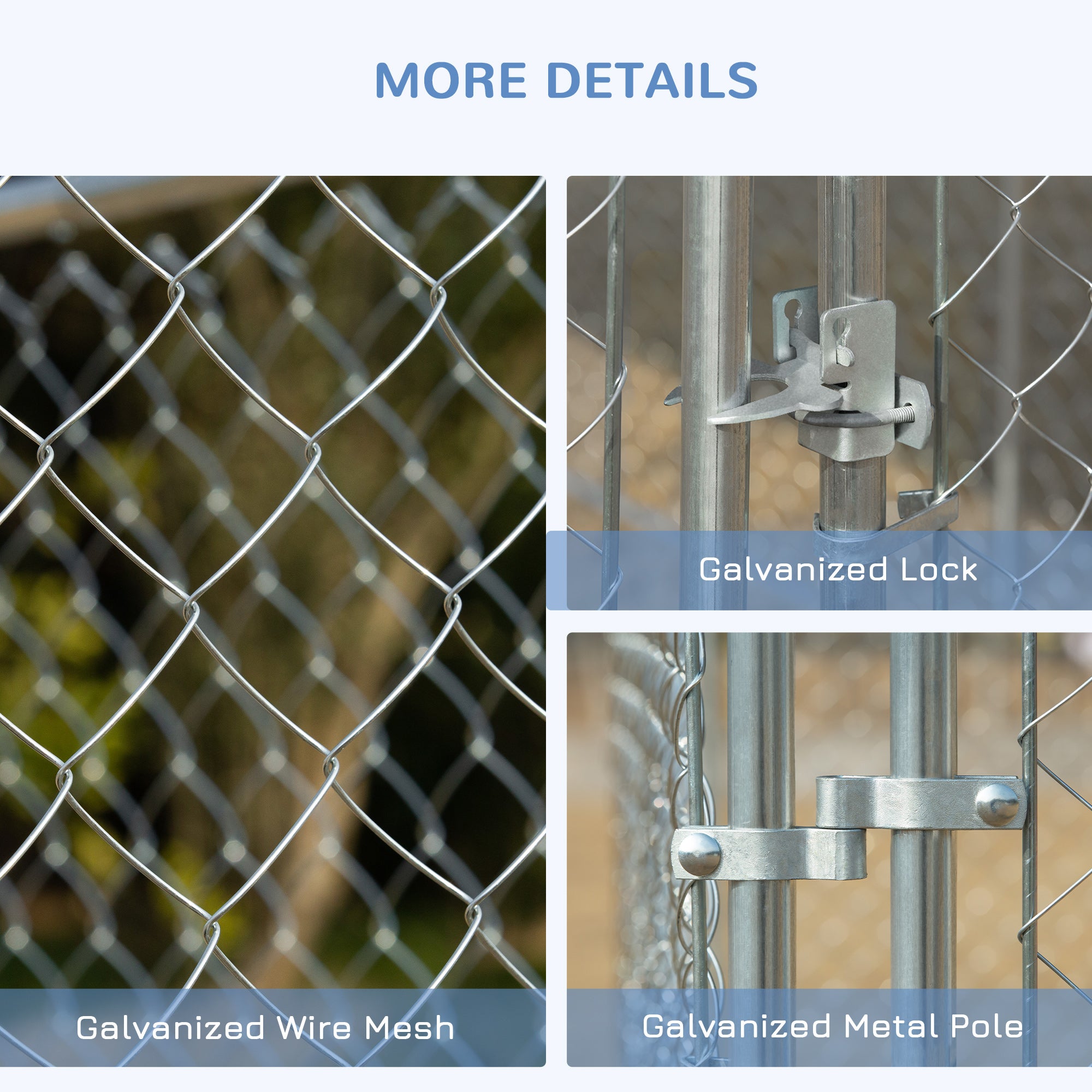 PawHut Dog Kennel Outdoor Galvanized Chain Link Fence Heavy Duty Pet Run House Chicken Coop with Secure Lock Mesh Sidewalls for Backyard Garden Silver, 13' L x 7.5' W x 5.9' H