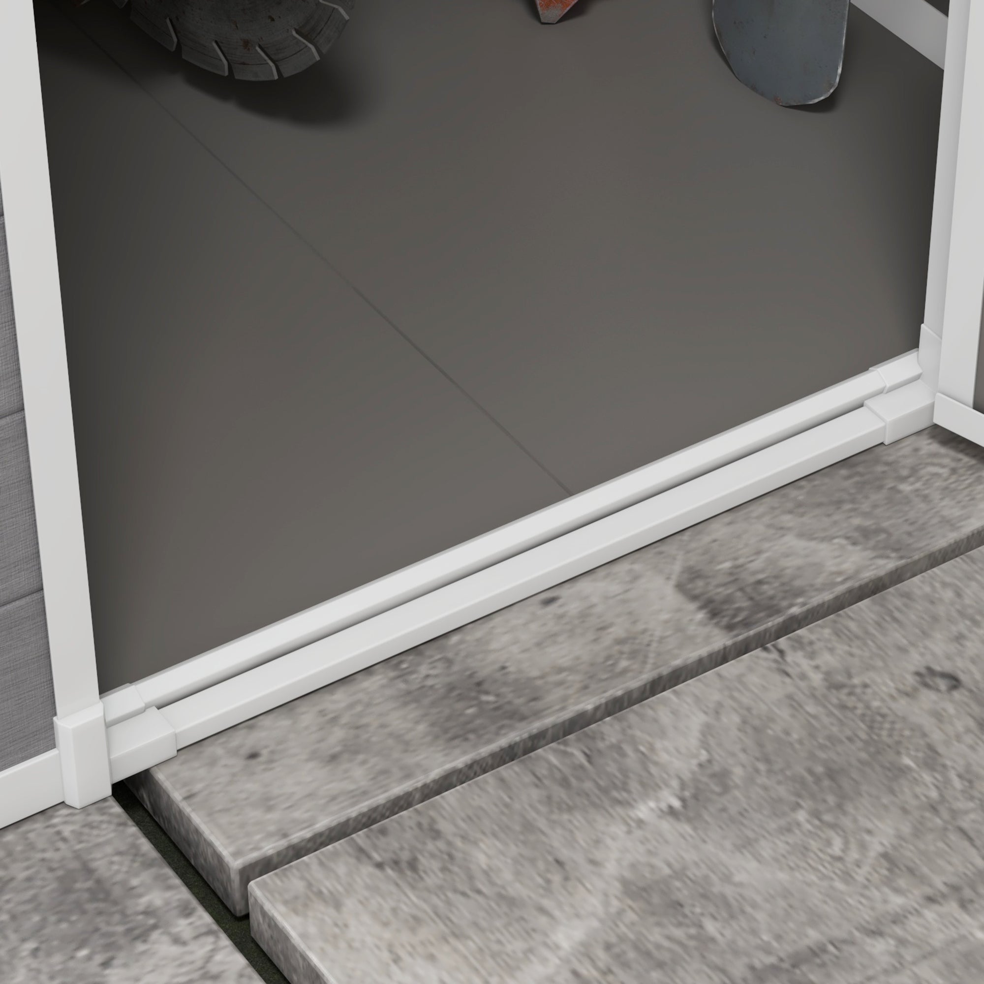 Outsunny 4 x 5FT Lean to Outdoor Storage Shed with Floor, Plastic Garden Tool Storage House Organizer with Window, Vent and Plastic Roof for Backyard, Patio, Lawn, Grey