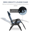 Outsunny Zero Gravity Lounger Chair, Padded Folding Reclining Patio Chair with Cup Holder, Detachable Headrest, Extra Wide Seat, 400 LBS Weight Capacity for Poolside, Camping, Blue