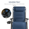 Outsunny Zero Gravity Lounger Chair, Padded Folding Reclining Patio Chair with Cup Holder, Detachable Headrest, Extra Wide Seat, 400 LBS Weight Capacity for Poolside, Camping, Blue