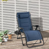 Outsunny Zero Gravity Lounger Chair, Padded Folding Reclining Patio Chair with Cup Holder, Detachable Headrest, Extra Wide Seat, 400 LBS Weight Capacity for Poolside, Camping, Blue