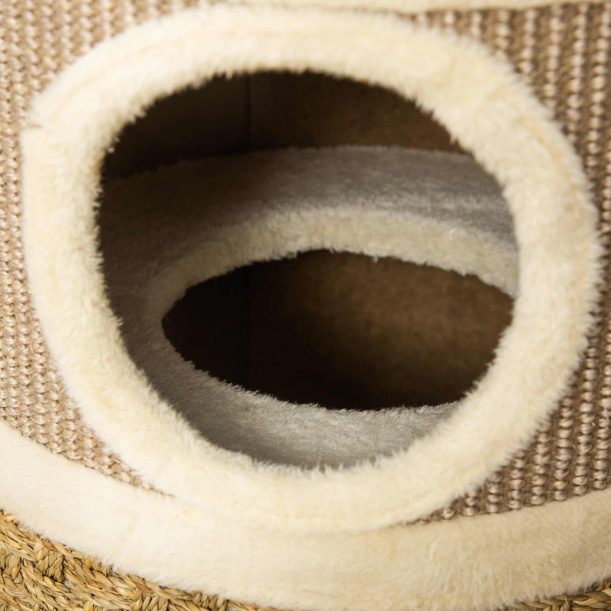 PawHut Cat Condo 3 Story Three Holes with Sisal Seaweed Scratching Cover Surface, Cat Tower for Indoor Cats, 15" x 28", Khaki and Brown
