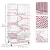 PawHut 63"H 6-Level Small Animal Cage Rabbit Hutch with Universal Lockable Wheels, Slide-out Tray for Bunny, Chinchillas, Ferret, Pink