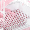 PawHut 63"H 6-Level Small Animal Cage Rabbit Hutch with Universal Lockable Wheels, Slide-out Tray for Bunny, Chinchillas, Ferret, Pink
