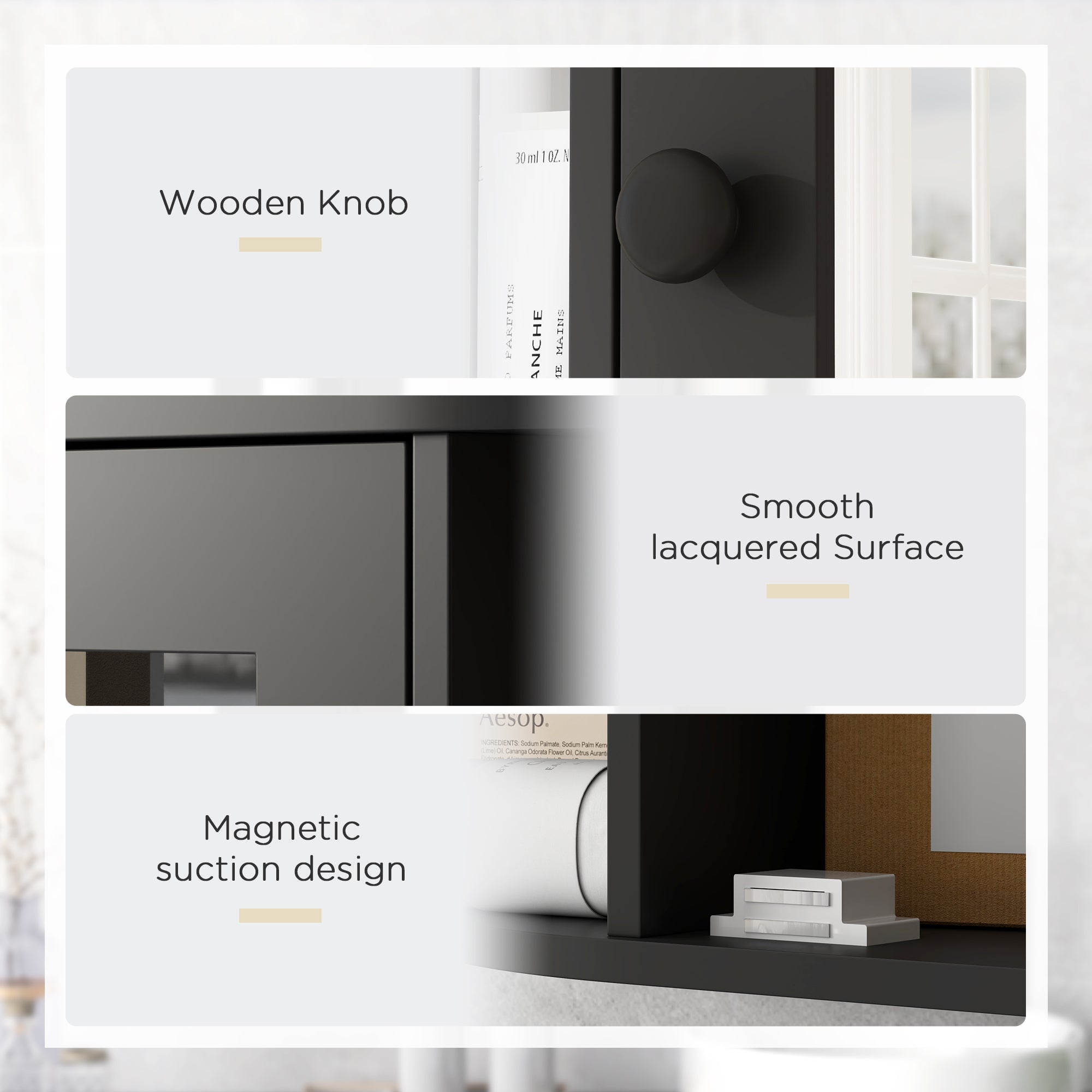 HOMCOM Bathroom Medicine Cabinet with Mirror, Wall Mounted Storage Cabinet with Mirrored Door & Shelves, Mirror Cabinet for Bathroom Living Room, Black