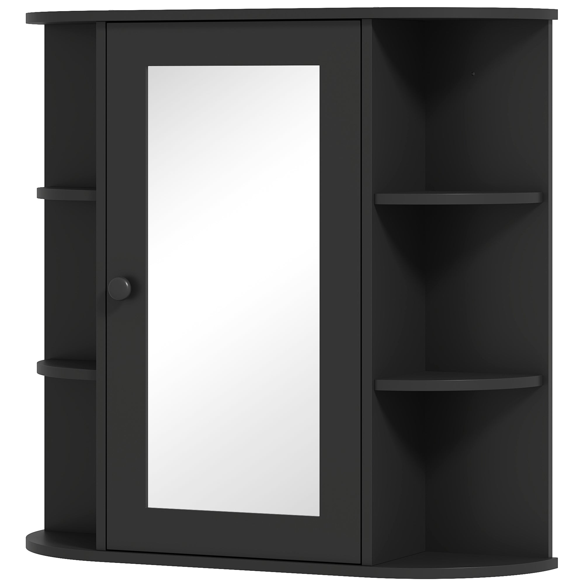 HOMCOM Bathroom Medicine Cabinet with Mirror, Wall Mounted Storage Cabinet with Mirrored Door & Shelves, Mirror Cabinet for Bathroom Living Room, Black