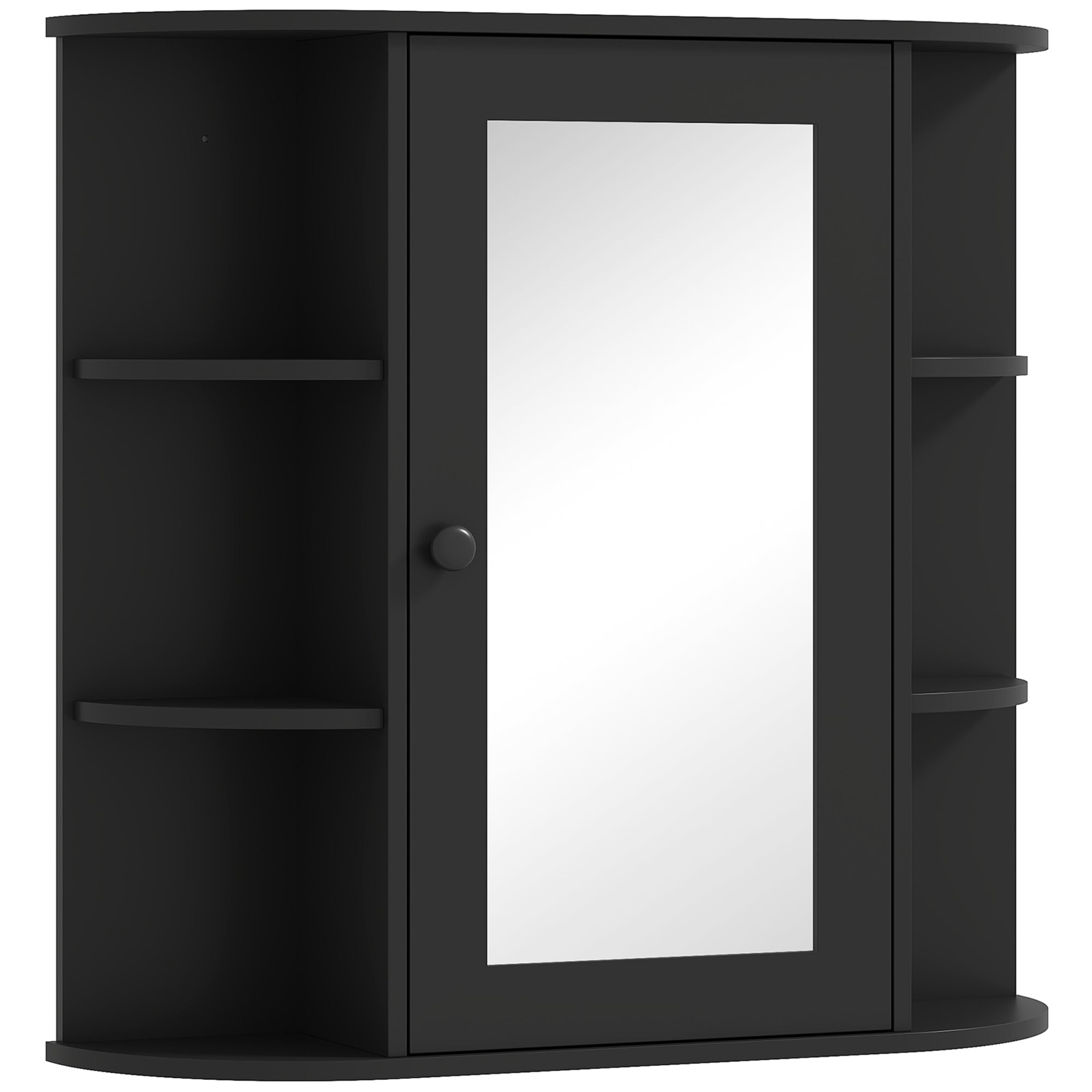 HOMCOM Bathroom Medicine Cabinet with Mirror, Wall Mounted Storage Cabinet with Mirrored Door & Shelves, Mirror Cabinet for Bathroom Living Room, Black