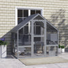 PawHut Catio Outdoor Cat Enclosure, Large Cat House with Waterproof Cover, 2 Resting Boxes, 4 Platforms, Bridge, Wooden Cat Cage Outdoor for 2-4 Kittens, 73" x 55" x 74", Grey