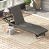 Outsunny PE Rattan Patio Lounger, Foldable Outdoor Lounge Chair with 5-Level Adjustable Backrest, Two Wheels, and Quick-Drying Foam, for Sun Room, Garden, Poolside, Mixed Grey