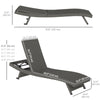Outsunny PE Rattan Patio Lounger, Foldable Outdoor Lounge Chair with 5-Level Adjustable Backrest, Two Wheels, and Quick-Drying Foam, for Sun Room, Garden, Poolside, Mixed Grey