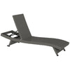 Outsunny PE Rattan Patio Lounger, Foldable Outdoor Lounge Chair with 5-Level Adjustable Backrest, Two Wheels, and Quick-Drying Foam, for Sun Room, Garden, Poolside, Mixed Grey