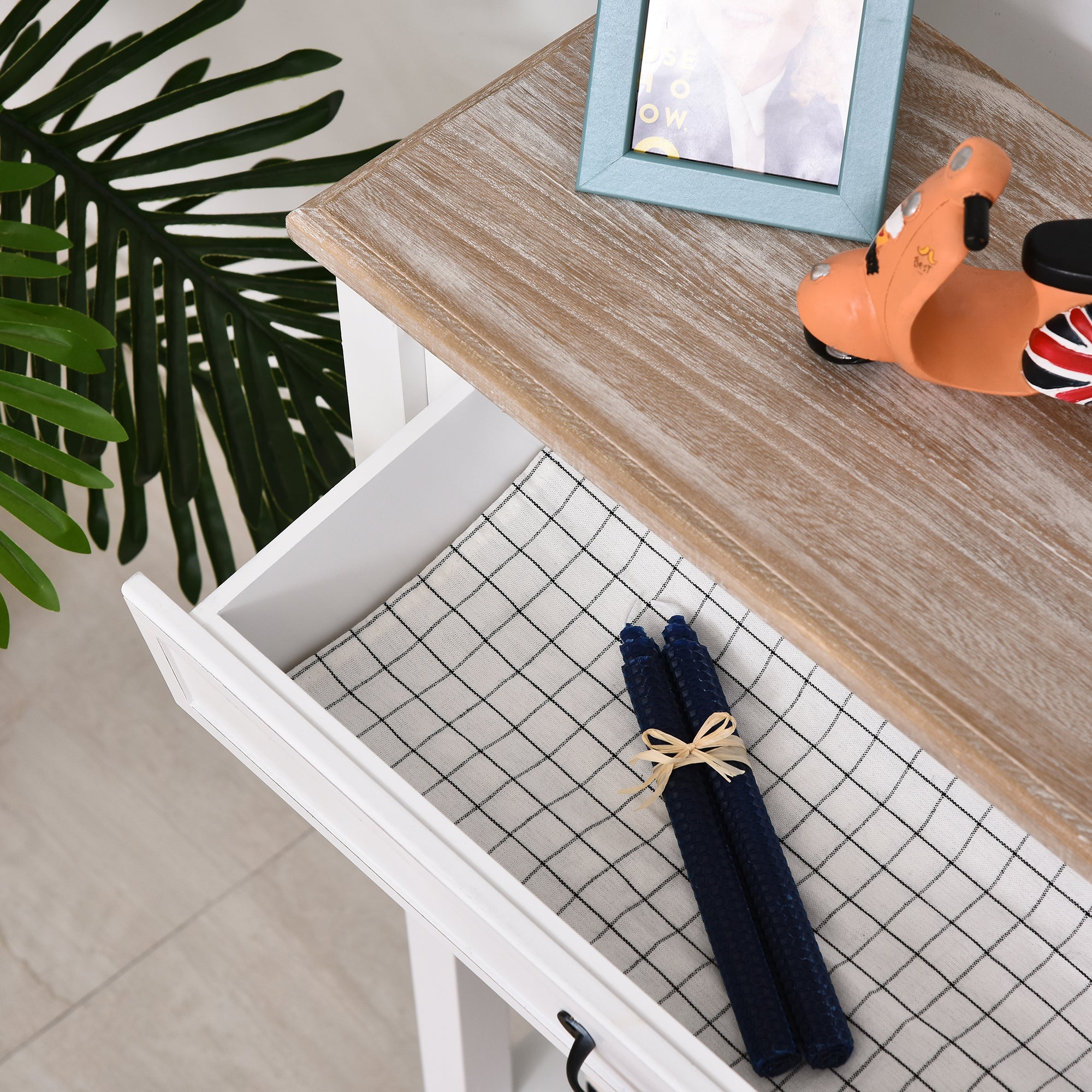 HOMCOM Console Table, Modern Entryway Table with Drawer and 2 Shelves, Sofa Table for Living Room, Hallway, White