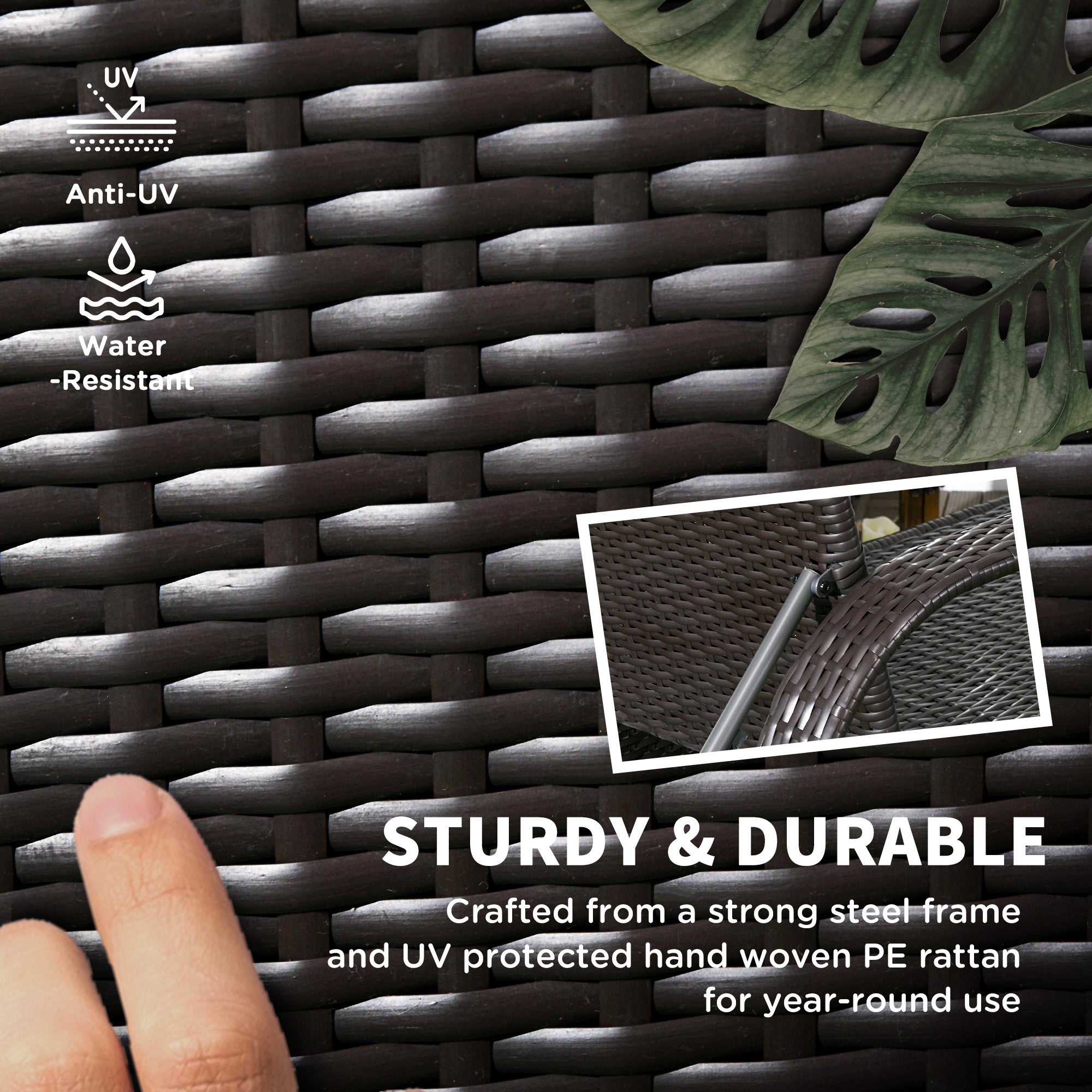 Outsunny Wicker Chaise Lounge, Outdoor Lounge Chair, PE Rattan Patio Sun lounger with Head-rest, 5-Level Height Adjust Backrest, Cushion, & Wheels, Deep Coffee and Silver Grey