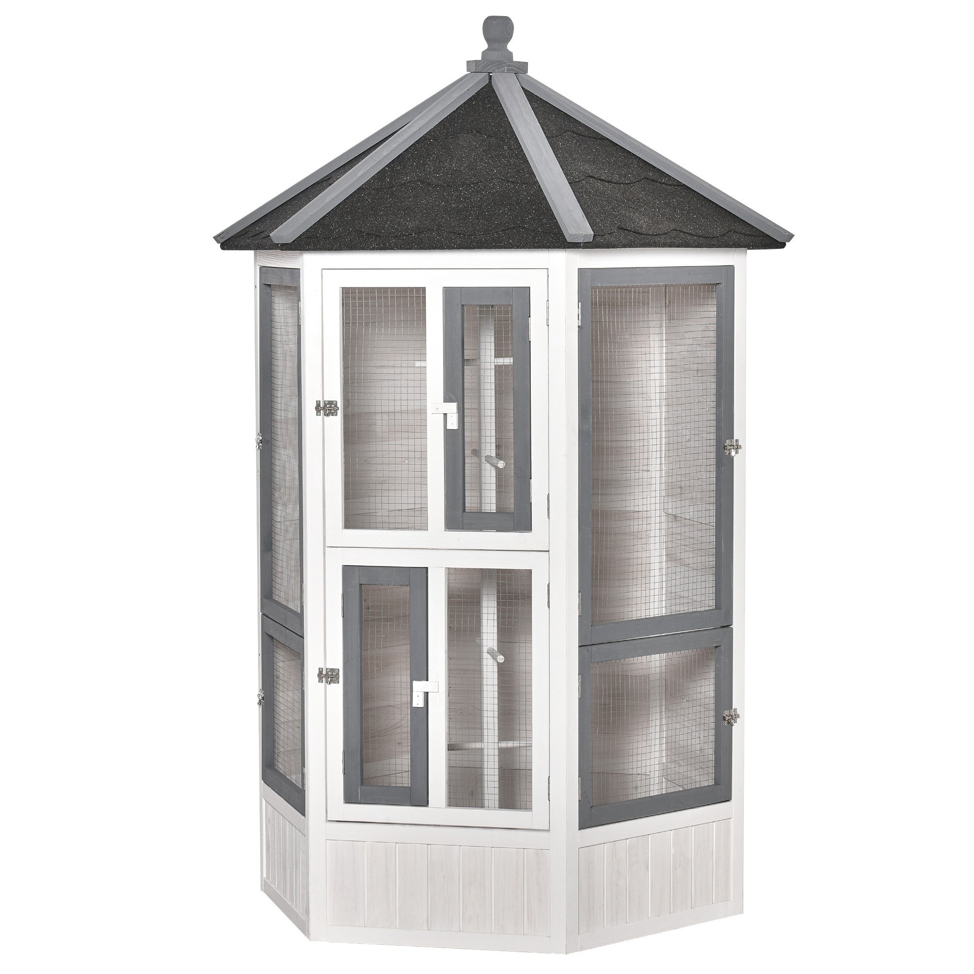PawHut 72" Aviary Bird Cage, Includes Perches, Lockable Doors, Nesting Areas, Elegant Vintage Flight Enclosure Suitable for Small Parrots, Budgie, Canary, Cockatiel