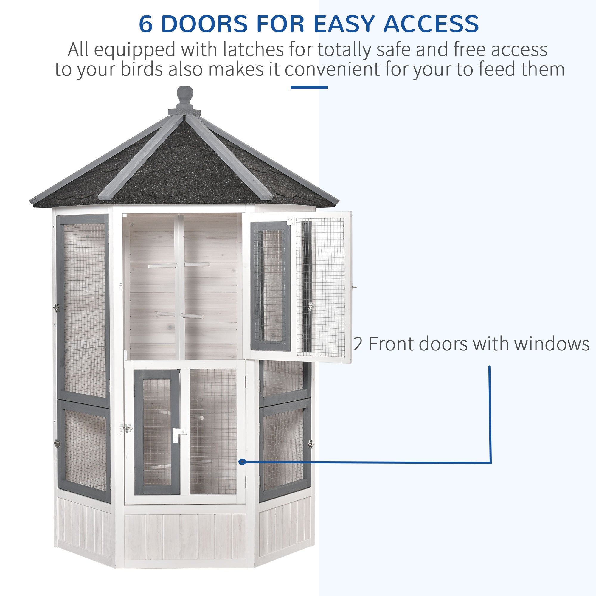 PawHut 72" Aviary Bird Cage, Includes Perches, Lockable Doors, Nesting Areas, Elegant Vintage Flight Enclosure Suitable for Small Parrots, Budgie, Canary, Cockatiel
