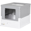 PawHut Cat Litter Box, Top Entry Enclosed Foldable Kitty Litter Box with Scoop, Tray, Portable Kitten Litter Box Enclosure with Front Entry, Large Space, Grey