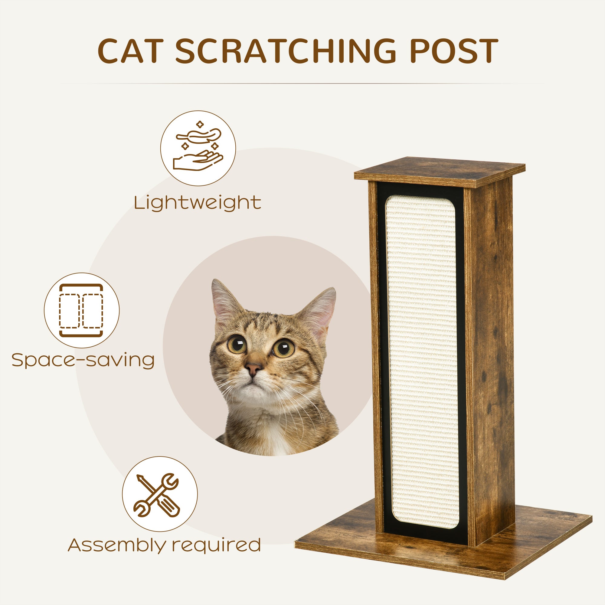 PawHut Scratching Post with Corrugated Paper and Sisal Scratch Board, Pet Furniture with a Replace Paper Board, Brown
