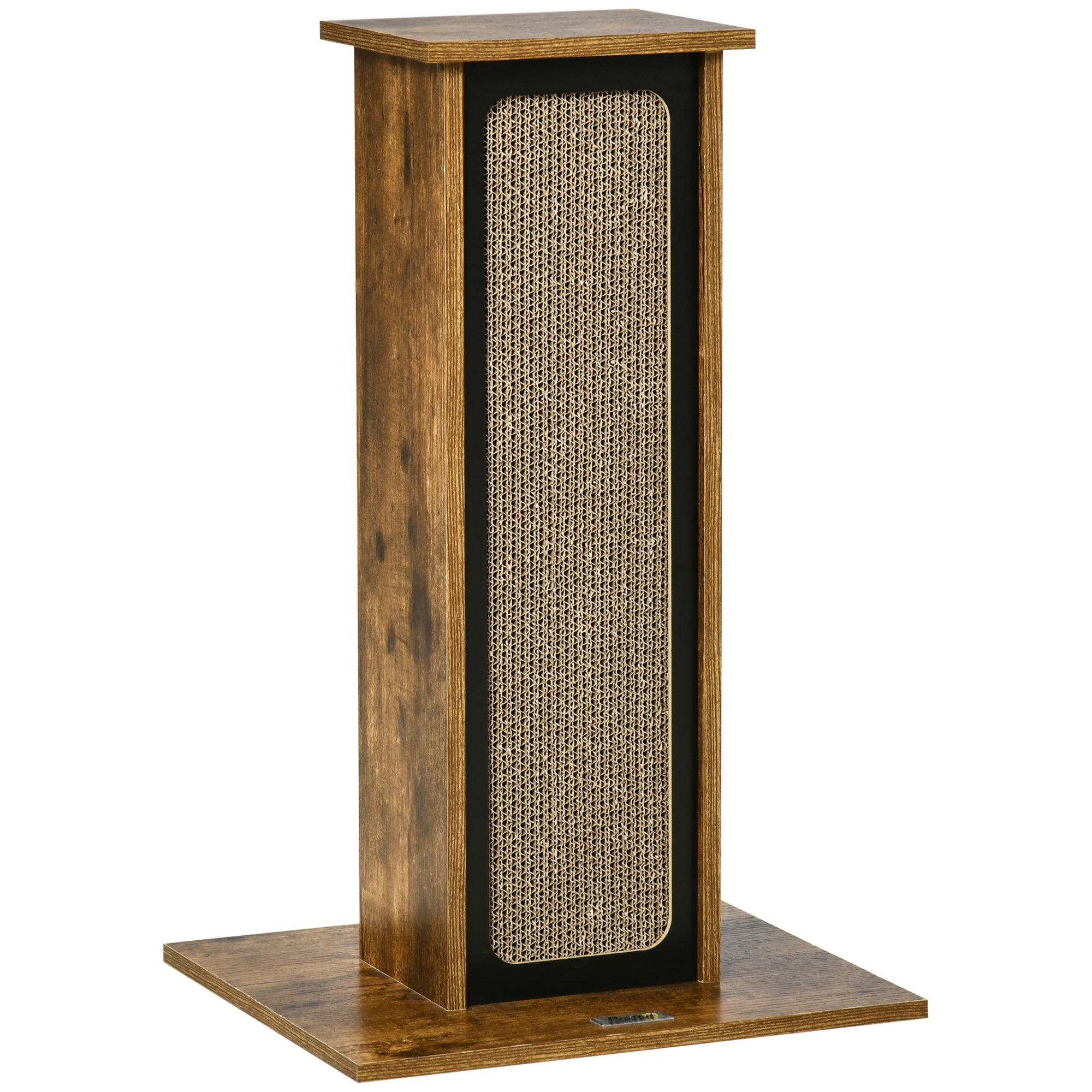 PawHut Scratching Post with Corrugated Paper and Sisal Scratch Board, Pet Furniture with a Replace Paper Board, Brown