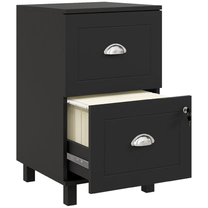 HOMCOM Vertical Filing Cabinet with 2 Drawers, Lockable File Cabinet with Adjustable Hanging Bars for A4 and Letter for Home Office, Black
