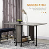 HOMCOM Folding Dining Table, Mobile Drop Leaf Table, Extendable Kitchen Table with Storage Shelf and 6 Wheels for Small Spaces, Distressed Grey