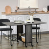 HOMCOM Folding Dining Table, Mobile Drop Leaf Table, Extendable Kitchen Table with Storage Shelf and 6 Wheels for Small Spaces, Distressed Grey