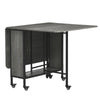 HOMCOM Folding Dining Table, Mobile Drop Leaf Table, Extendable Kitchen Table with Storage Shelf and 6 Wheels for Small Spaces, Distressed Grey