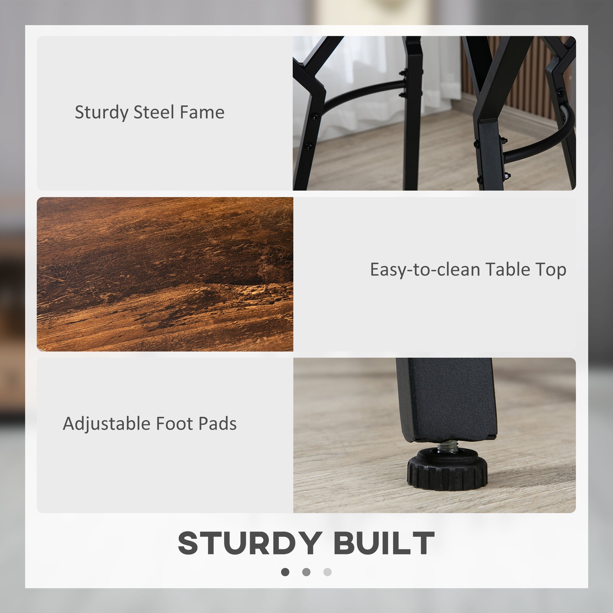 HOMCOM 5-Piece Bar Table and Chairs Set, Space Saving Dining Table with 4 Stools for Pub & Kitchen, Dark Brown