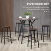 HOMCOM 5-Piece Bar Table and Chairs Set, Space Saving Dining Table with 4 Stools for Pub & Kitchen, Dark Brown