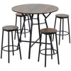 HOMCOM 5-Piece Bar Table and Chairs Set, Space Saving Dining Table with 4 Stools for Pub & Kitchen, Dark Brown