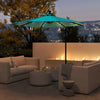 Outsunny 10ft Outdoor Cantilever Umbrella with Solar Lights, Banana Umbrella with Adjustable Angle for Patio, Backyard, Turquoise