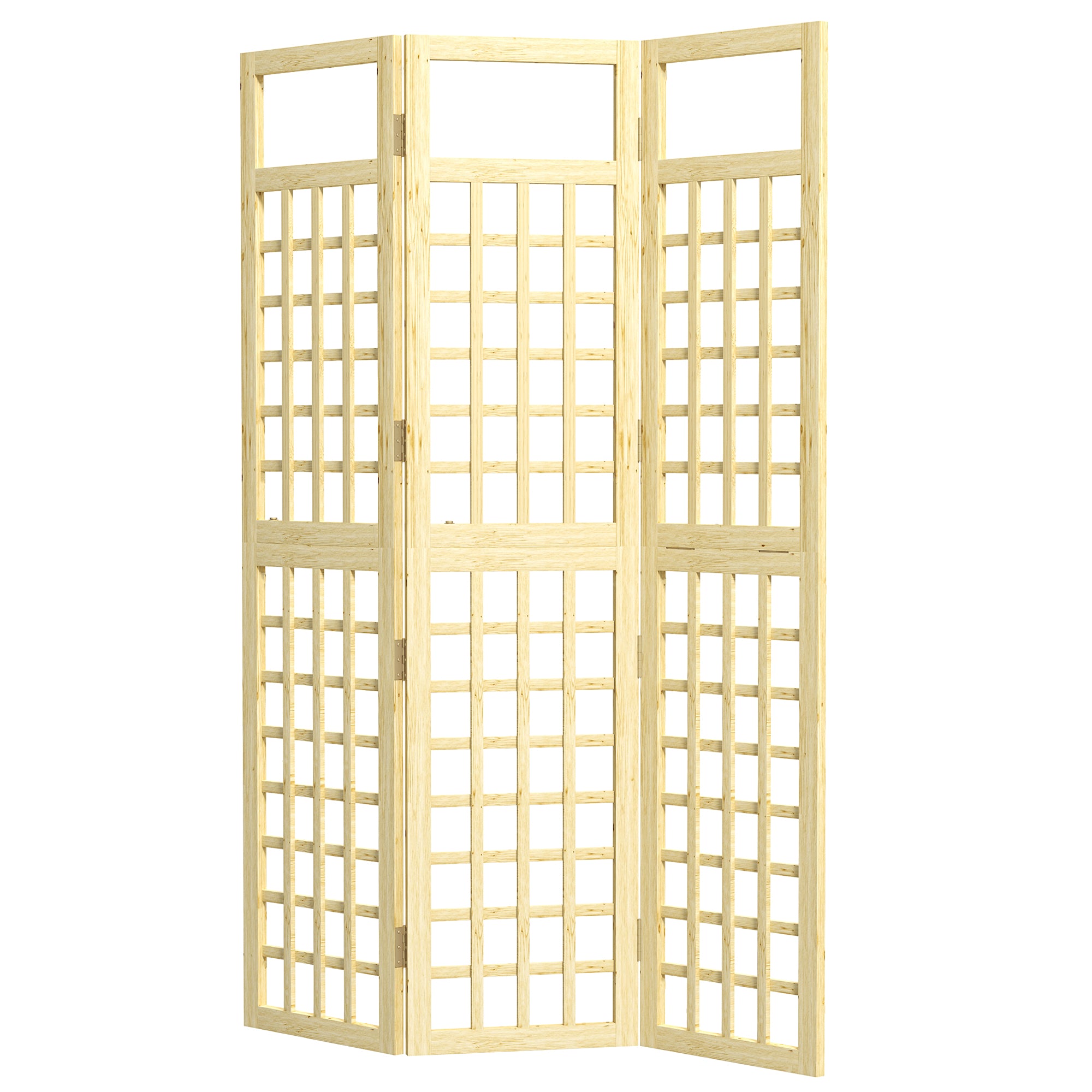 Outsunny 3 Panel Outdoor Wood Privacy Screen, 47.2" x 66.9" Folding Room Divider/Trellis for Home, Patio, Deck, Natural Wood