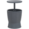 Outsunny Outdoor Cool Bar Table, 11 Gallon Patio Cooler Side Table with Height Adjustable Top, Drainage Plug, 3-in-1 Cocktail Table for Beer Wine Storage, Deck Pool Party, Grey