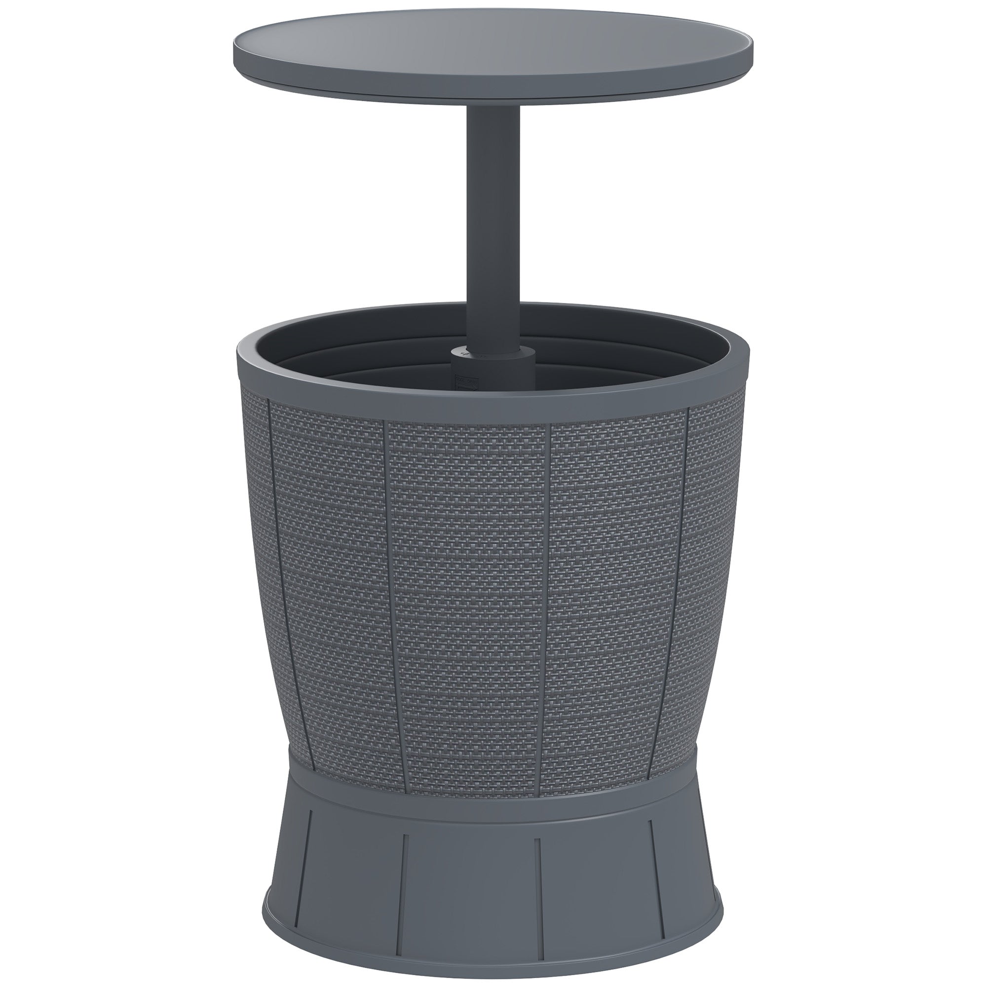 Outsunny Outdoor Cool Bar Table, 11 Gallon Patio Cooler Side Table with Height Adjustable Top, Drainage Plug, 3-in-1 Cocktail Table for Beer Wine Storage, Deck Pool Party, Grey