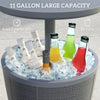 Outsunny Outdoor Cool Bar Table, 11 Gallon Patio Cooler Side Table with Height Adjustable Top, Drainage Plug, 3-in-1 Cocktail Table for Beer Wine Storage, Deck Pool Party, Grey