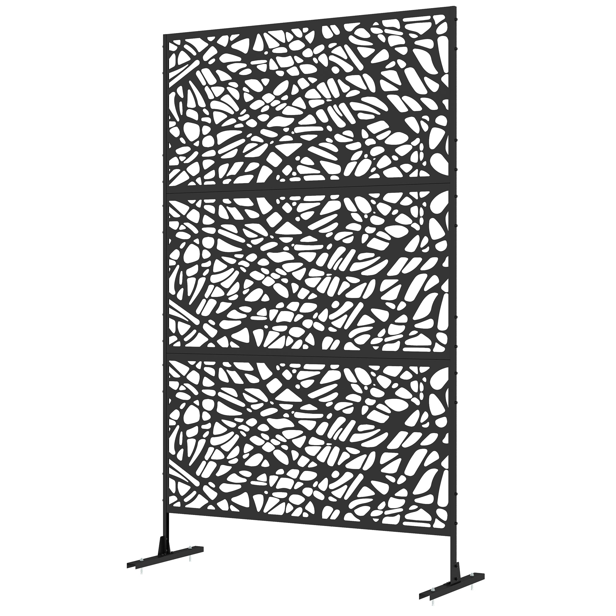 Outsunny Metal Outdoor Privacy Screen, Decorative Outdoor Divider with Stand and Expansion Screws, Freestanding Privacy Panel for Garden, Backyard, Deck, Pool, Twisted Line Style