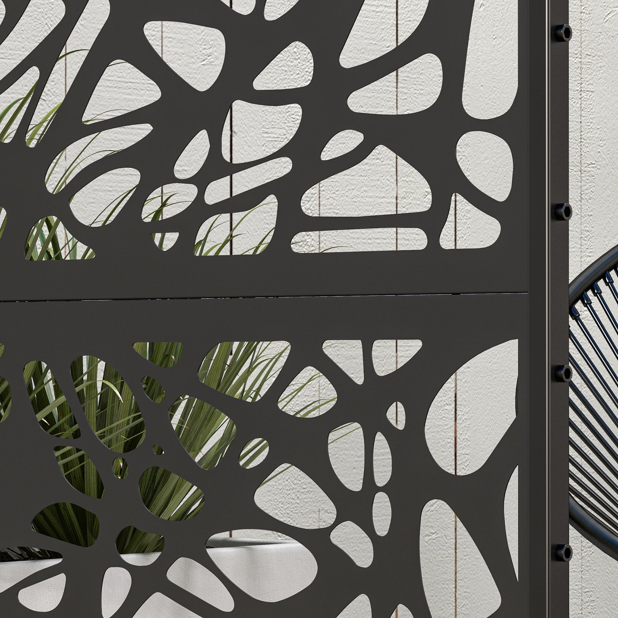 Outsunny Metal Outdoor Privacy Screen, Decorative Outdoor Divider with Stand and Expansion Screws, Freestanding Privacy Panel for Garden, Backyard, Deck, Pool, Twisted Line Style