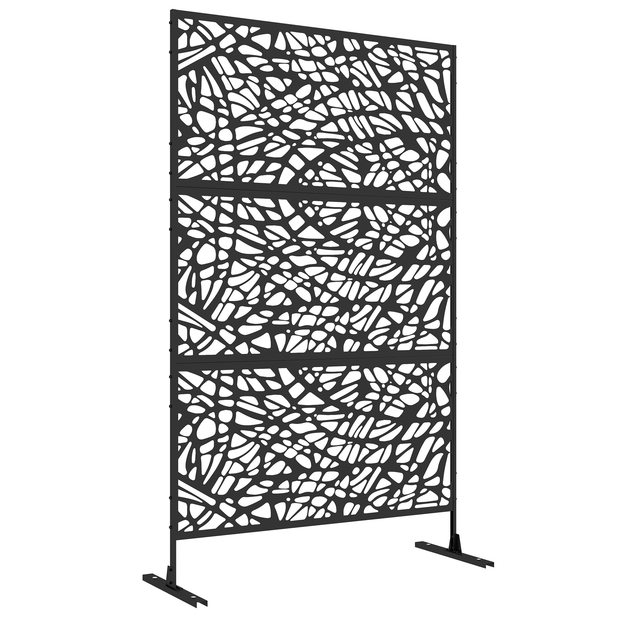 Outsunny Metal Outdoor Privacy Screen, Decorative Outdoor Divider with Stand and Expansion Screws, Freestanding Privacy Panel for Garden, Backyard, Deck, Pool, Twisted Line Style
