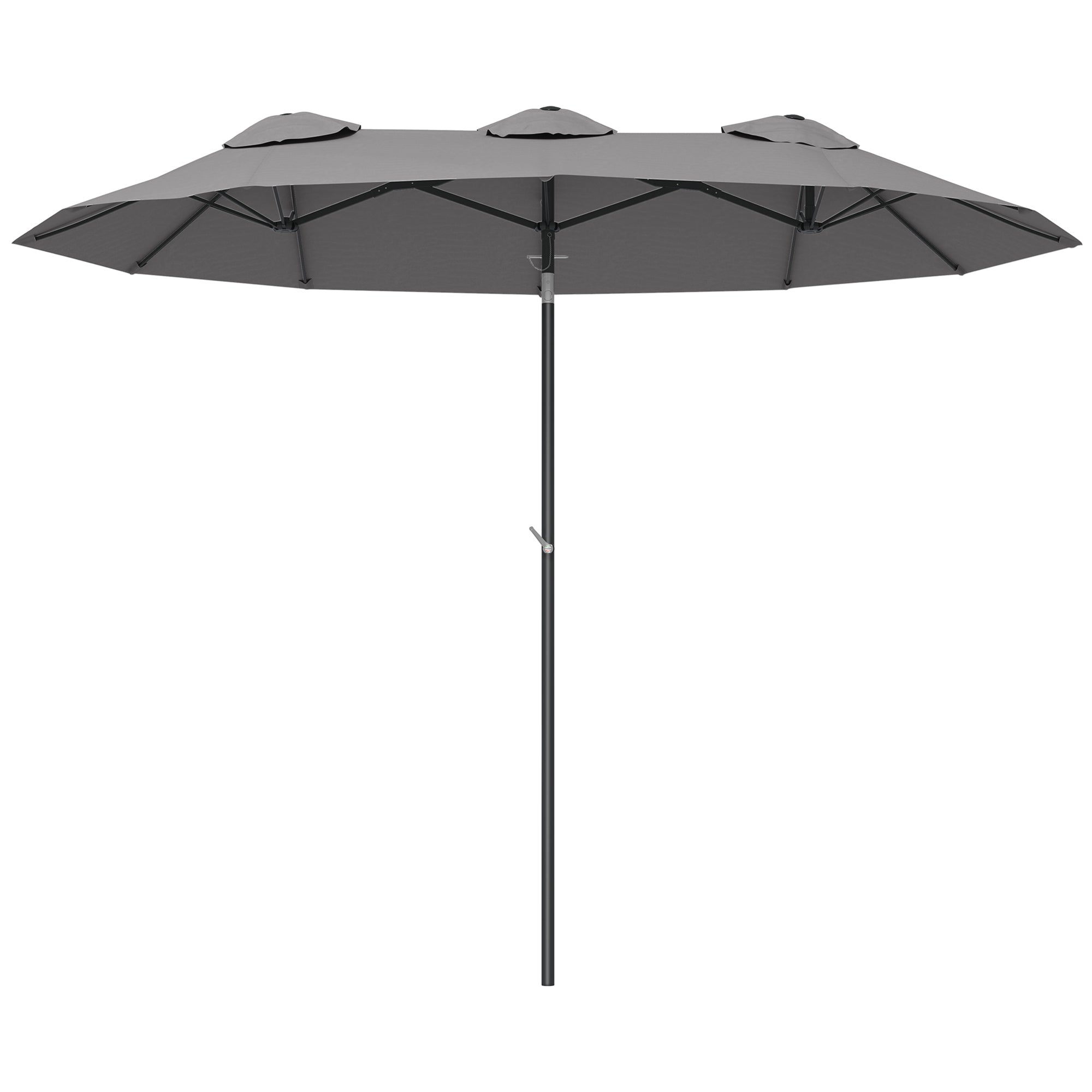 Outsunny Double Sided Patio Umbrella, 9.5' Large Outdoor Market Umbrella with Push Button Tilt and Crank, 3 Air Vents and 12 Ribs, for Garden, Deck, Pool, Gray