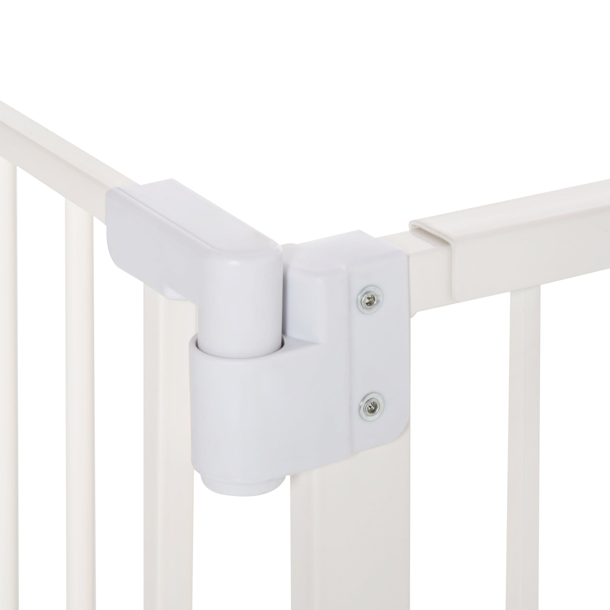 PawHut 30 Inch Tall Pet Gate with Door Dog Gate and Barrier Indoor for Stairs Includes 7", Extensions Kit, Pressure-Mounted Safety Gate, White