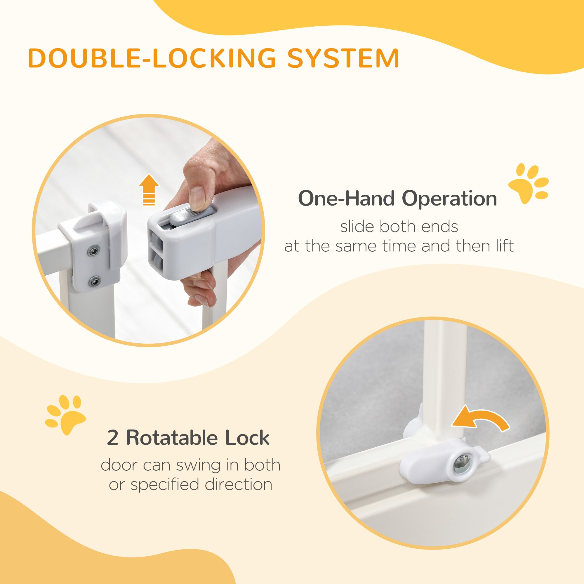 PawHut 30 Inch Tall Pet Gate with Door Dog Gate and Barrier Indoor for Stairs Includes 7", Extensions Kit, Pressure-Mounted Safety Gate, White